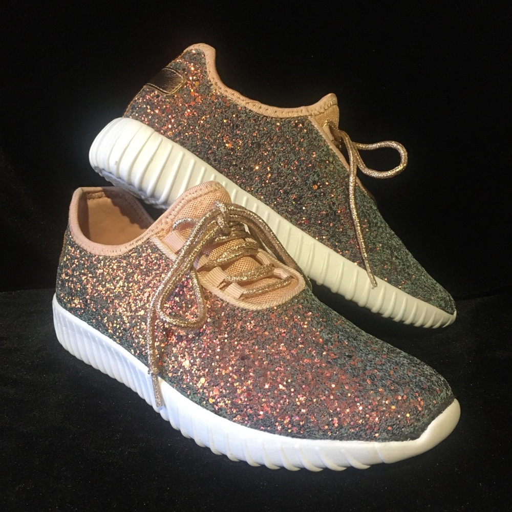 Forever rose gold sparkle glitter shoes fashion sneakers